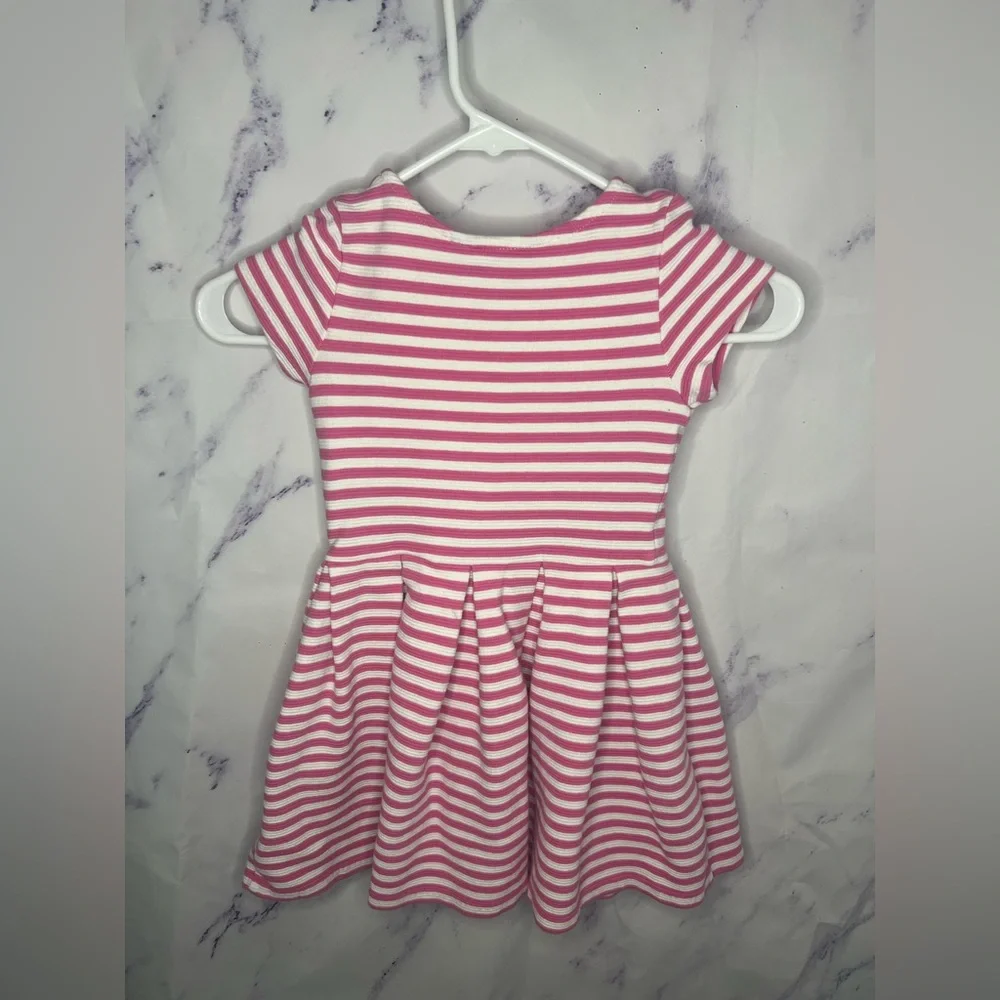 Polo by Ralph Lauren Girls White and Pink Striped Fit & Flare Dress Sz 6 - Picture 3 of 3